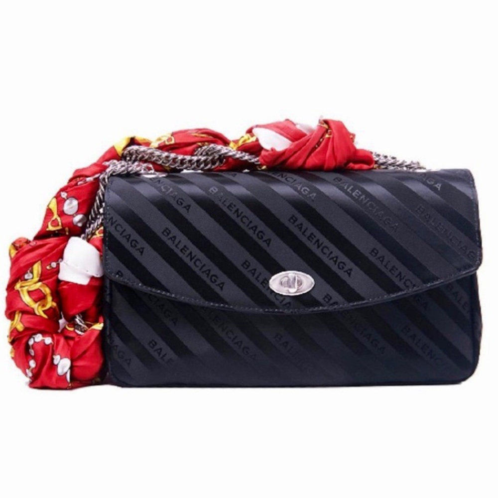 NWT Balenciaga Lock Round Medium Scarf Satin Bag